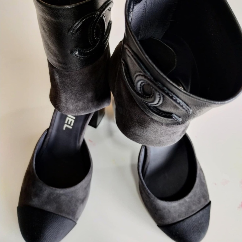 CHANEL Lambskin CC Cut-Out Boots